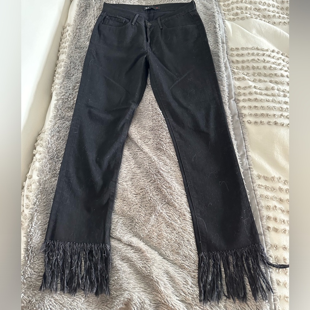 3x1 black jeans with fringe size 24